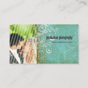 Tarjeta De Visita Damasco de unge de época PixDezines / Aqua