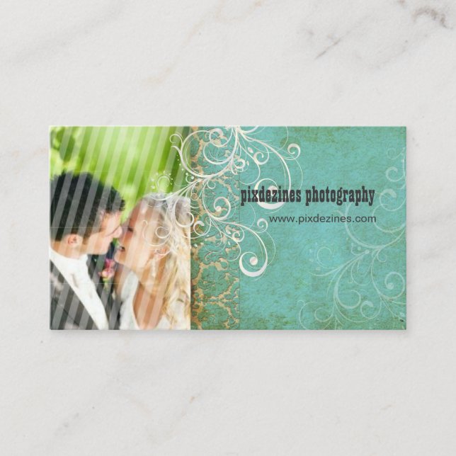 Tarjeta De Visita Damasco de unge de época PixDezines / Aqua (Anverso)