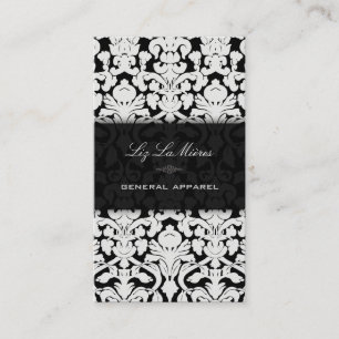 Tarjeta De Visita Damasco de vintage de PixDezines Black+White Flora