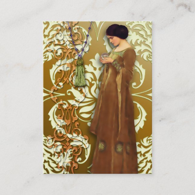 Tarjeta De Visita Damasco del diamante, FASCINACIÓN en oro y crema (Anverso)