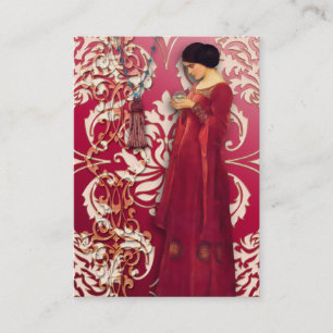 Tarjeta De Visita Damasco del diamante, FASCINACIÓN en rojo y rosa