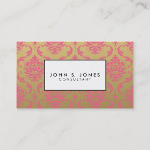 Tarjeta De Visita Damasco del oro y de la obra clásica del rosa