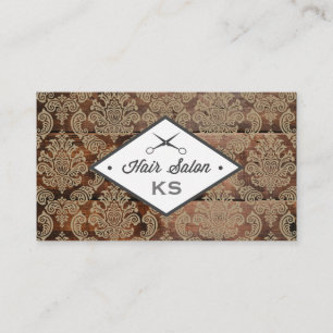 Tarjeta De Visita Damasco del panel de madera   Barber