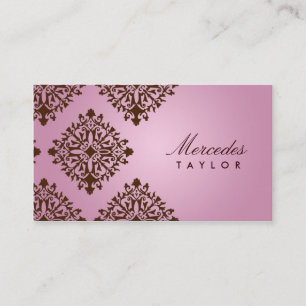 Tarjeta De Visita Damasco del rosa y del chocolate de 311 Mercedes