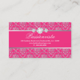 Tarjeta De Visita Damasco elegante del rosa de la plata de los