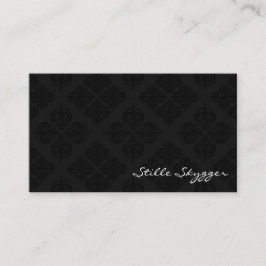 Tarjeta De Visita Damasco elegante en blanco y negro de Personalizab