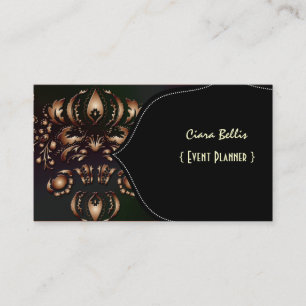 Tarjeta De Visita Damasco elegante, negro + bronce