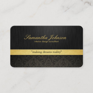 Tarjeta De Visita Damasco elegante profesional del negro y del oro