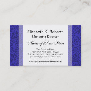 Tarjeta De Visita Damasco floral de Cobalt Blue Tudor Garden