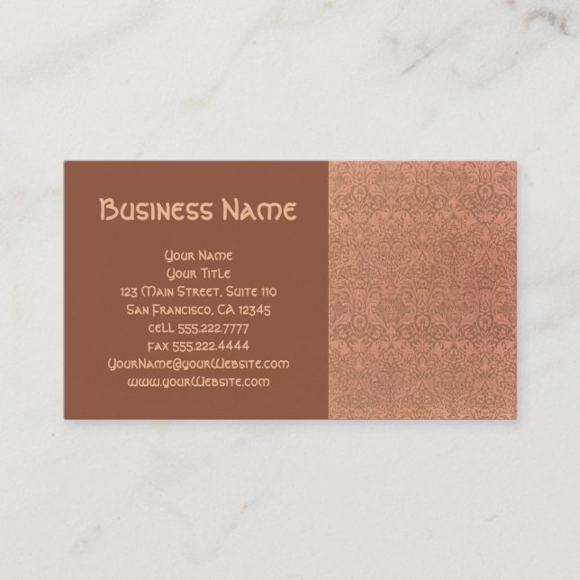 Tarjeta De Visita Damasco floral del antiguo victoriano William Morr (Anverso)