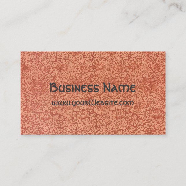 Tarjeta De Visita Damasco floral del antiguo victoriano William Morr (Anverso)