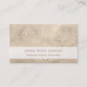 Tarjeta De Visita Damasco floral del Victorian de marfil elegante