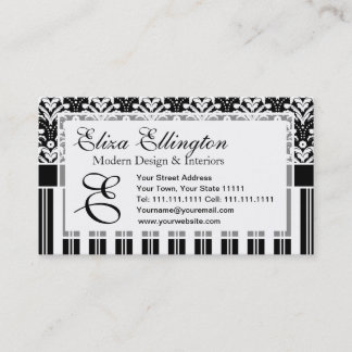 Tarjeta De Visita Damasco floral y rayas del vintage elegante del