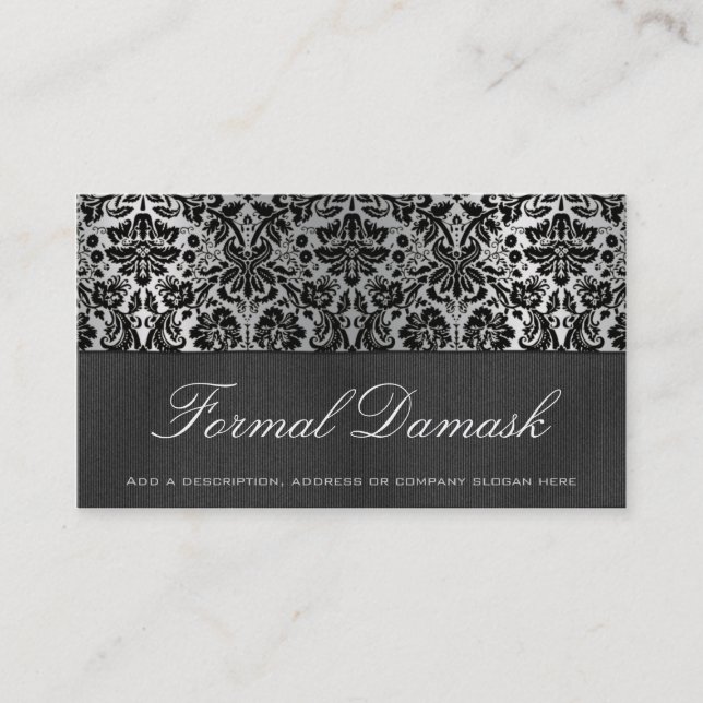 Tarjeta De Visita Damasco formal horizontal - negro (Anverso)