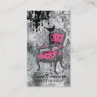 Tarjeta De Visita Damasco gris fabulosamente francés de la