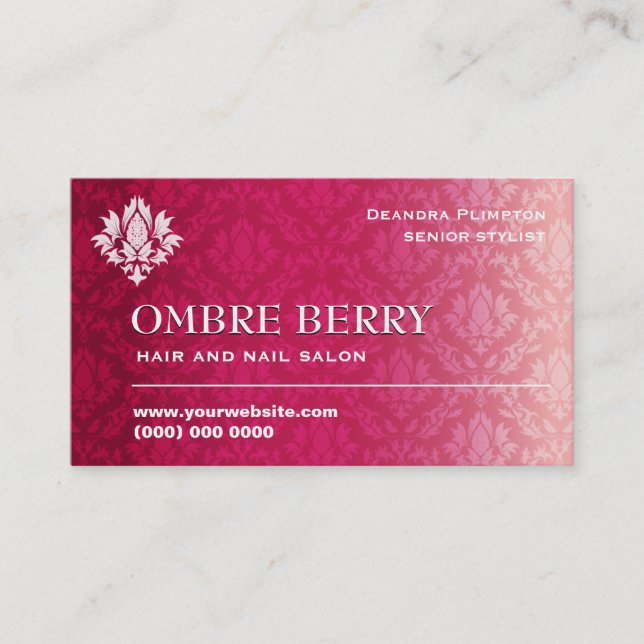 Tarjeta De Visita Damasco magenta de Ombre (Anverso)
