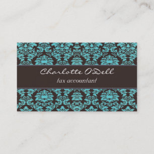 Tarjeta De Visita damasco; marrón azul