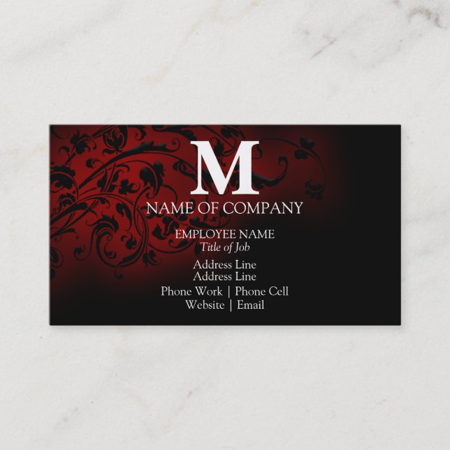 Tarjeta De Visita Damasco monogramado de plantilla de Personalizado  (Anverso)