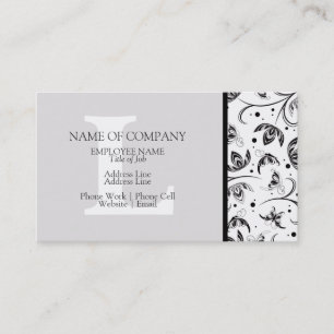 Tarjeta De Visita Damasco monogramado del Diseñador gris gris blanco