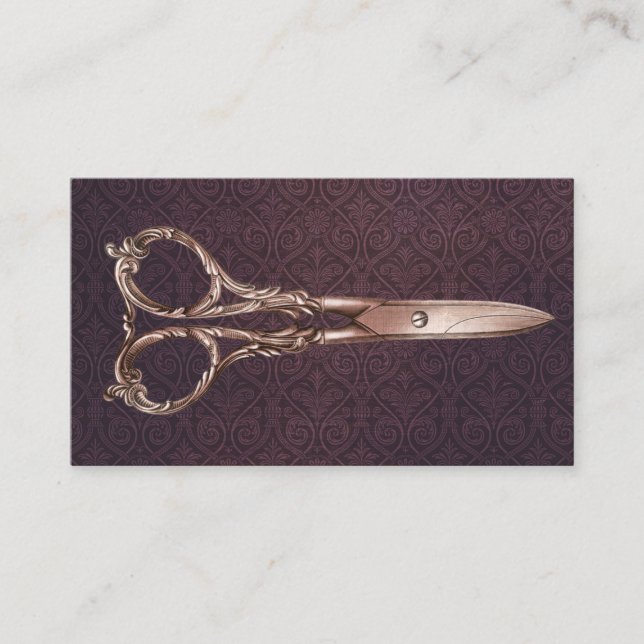 Tarjeta De Visita Damasco morado de color púrpura vintage antigüo de (Anverso)