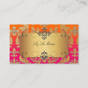 Tarjeta De Visita Damasco/naranja barroco de PixDezines+rosa