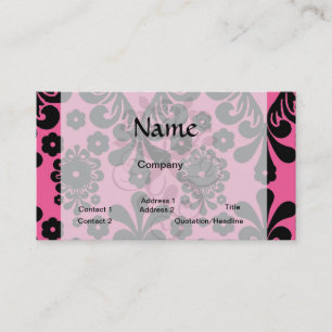 Tarjeta De Visita damasco negro adorable en moda rosa brillante