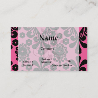 Tarjeta De Visita damasco negro adorable en moda rosa brillante