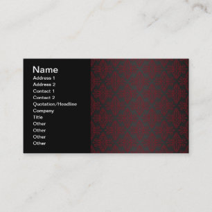 Tarjeta De Visita Damasco negro oscuro y rojo