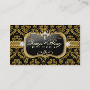 Tarjeta De Visita damasco Noir de 311-Golden Bling