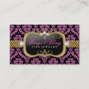 Tarjeta De Visita damasco Noir de Bling de la frambuesa 311-Golden