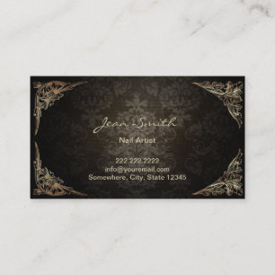 Tarjeta De Visita Damasco oscuro enmarcado vintage del salón del