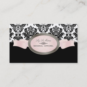 Tarjeta De Visita Damasco PixDezines Negro, Rosa, Blanco Piqué