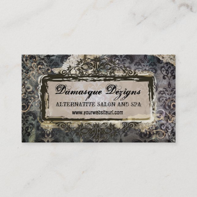 Tarjeta De Visita Damasco resistido del Grunge (Anverso)