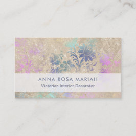 Tarjeta De Visita *~* Damasco rosa Azul de Marfil Vintage