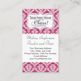 Tarjeta De Visita Damasco rosa, profesores tienen clase