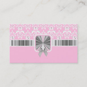 Tarjeta De Visita Damasco rosa y arco