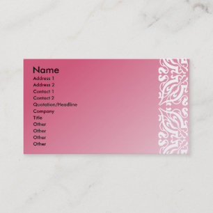 Tarjeta De Visita Damasco rosa y blanco