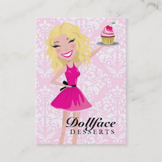 Tarjeta De Visita Damasco rosado 3,5 x 2 de Blondie de 311 postres