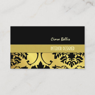 Tarjeta De Visita Damasco / tono dorado + negro