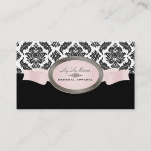 Tarjeta De Visita Damasco venezolano blanco, rosado y negro de PixDe