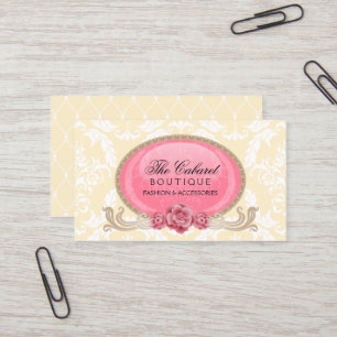 Tarjeta De Visita Damasco y floral elegantes