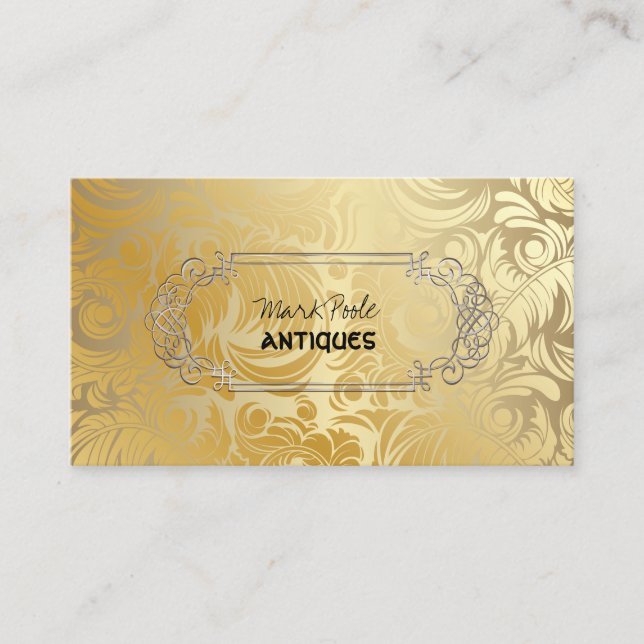 Tarjeta De Visita DAMASK DE ORO DE PixDezines ANTIQUE FAUX (Anverso)