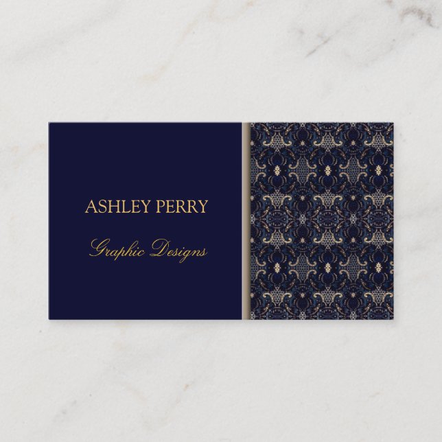 Tarjeta De Visita Damask Elegant Business Card (Anverso)