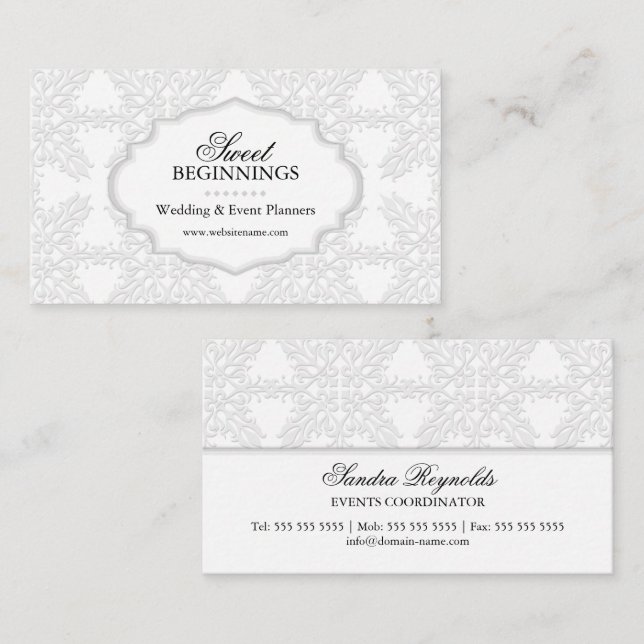Tarjeta De Visita Damask Elegante (Anverso / Reverso)