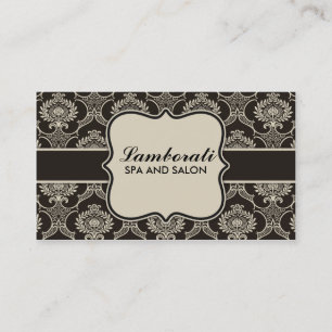 Tarjeta De Visita Damask Floral Elegante Cosmetólogo Fashion Retro