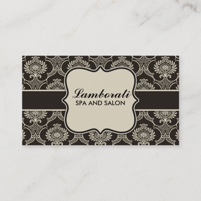 Tarjeta De Visita Damask Floral Elegante Cosmetólogo Fashion Retro (Anverso)