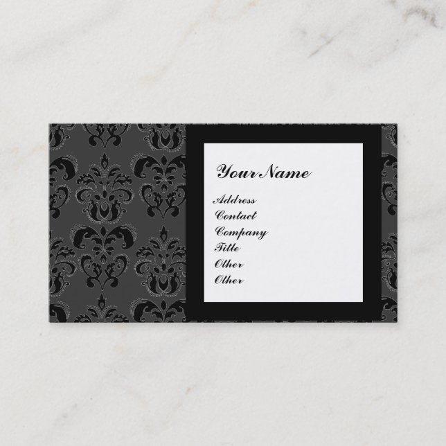 TARJETA DE VISITA DAMASK GEM STONE MONOGRAM, 3 (Anverso)