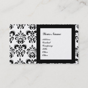 Tarjeta De Visita DAMASK GEM STONE MONOGRAM,3 platino