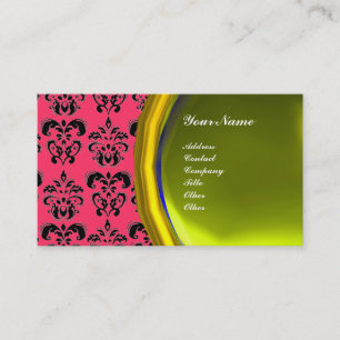 Tarjeta De Visita DAMASK GEM STONE MONOGRAM, topaz amarillo, violeta