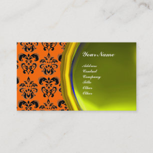 Tarjeta De Visita DAMASK GEM STONE MONOGRAM, topaz amarillo, violeta